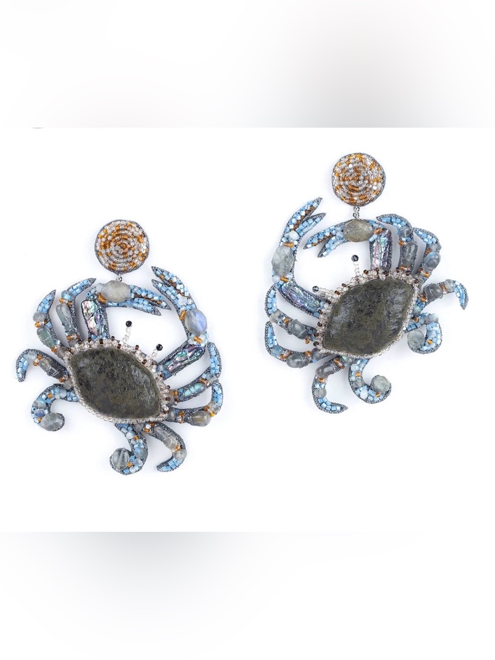 Deepa Gurnani Beaded Crab Earrings NWOT $250 Retail